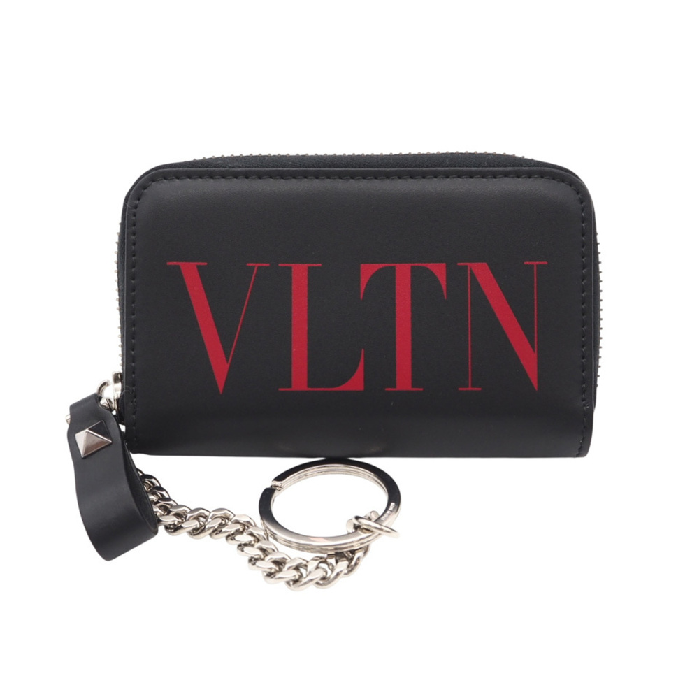 Valentino Leather VLTN Logo Wallet/Coin Case TY2P0P24LVN Black Red Men's